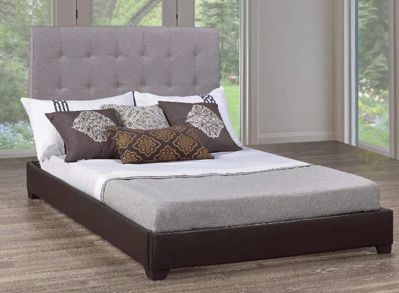 Organic cotton mattresses for a chemical - free sleep surfaceGrey Fabric Headboard optional Espresso Platform shown