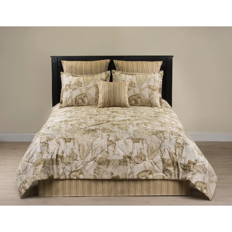 Latex - filled comforters with a bouncy texture and good supportHemingway map on natural linen safari comforter set