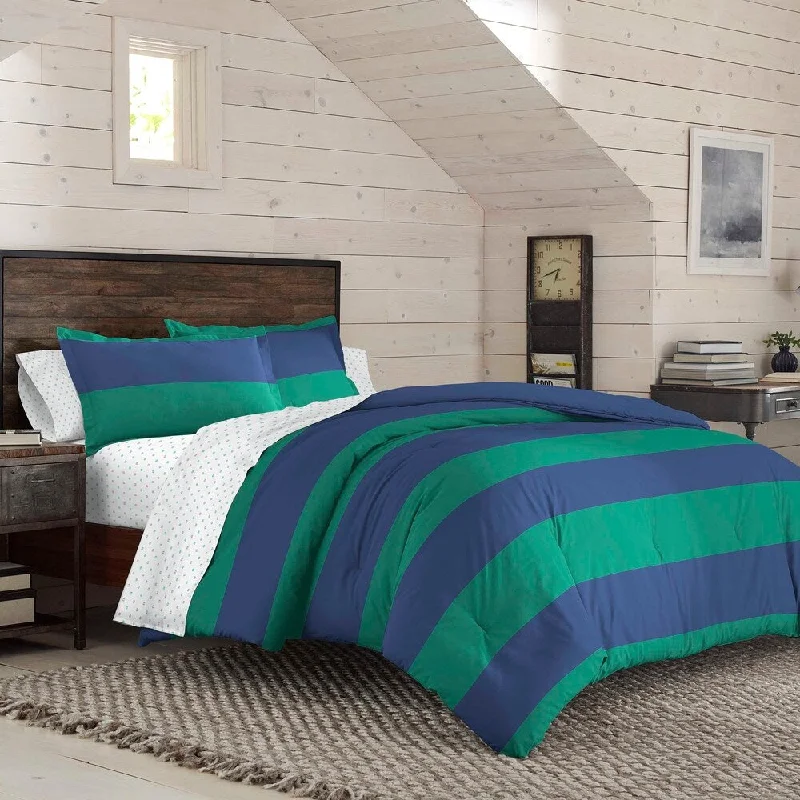 Latex - filled comforters with a bouncy texture and good supportIZOD American Rugby Stripe Reversible Comforter Set with Shams