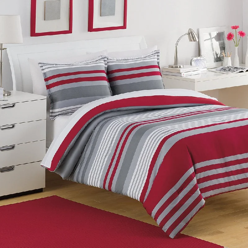 Microfiber - filled comforters that are lightweight and easy to care forIZOD Engineered Stripe 3-piece Comforter Set