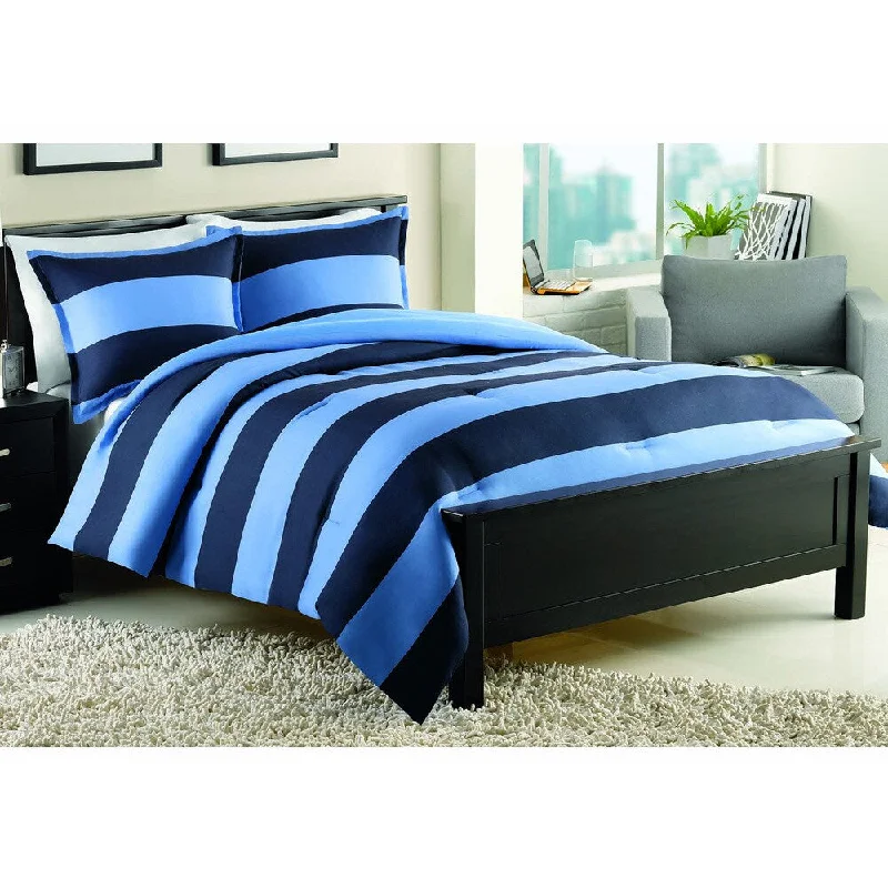 Bamboo - fiber - filled comforters with antibacterial and breathable qualitiesIZOD Rugby Stripe Mini Comforter Set