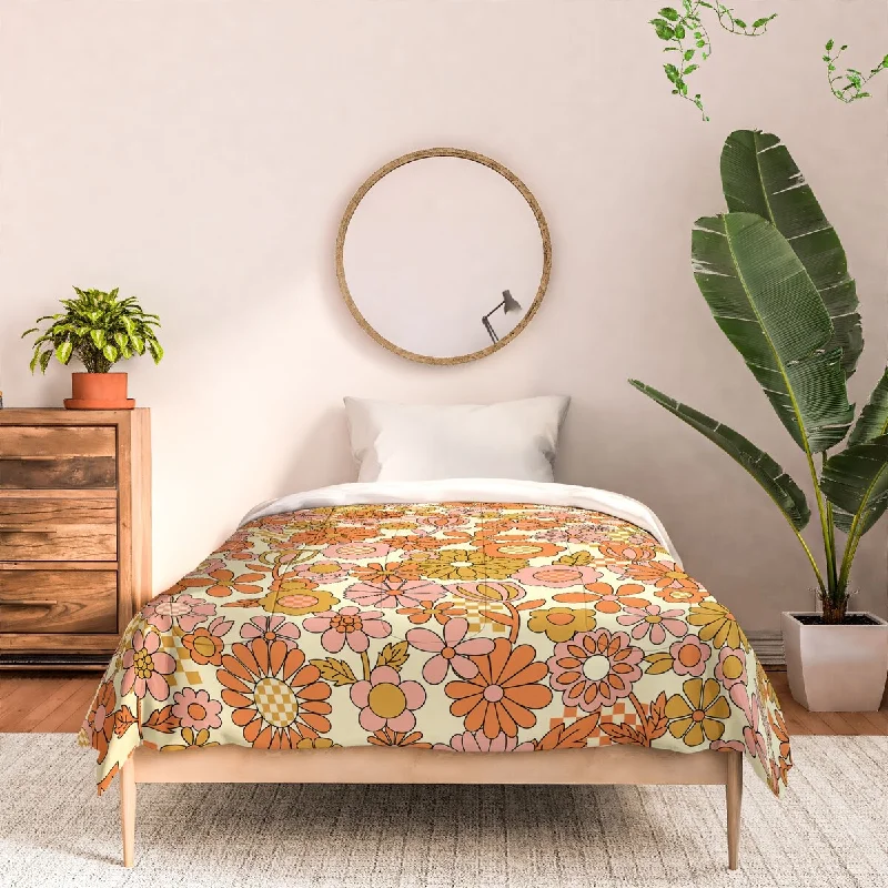 Synthetic - filled comforters like polyester for affordability and hypoallergenic propertiesJenean Morrison Checkered Past in Coral Made to Order Comforter Set