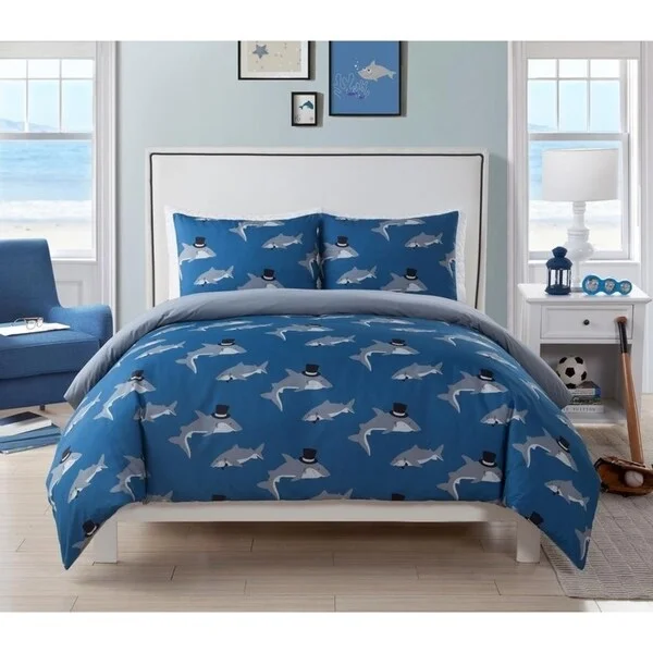 Duck down comforters with a softer feel and good warmth retentionLala Bash Chomp Shark 2 Piece Comforter Set