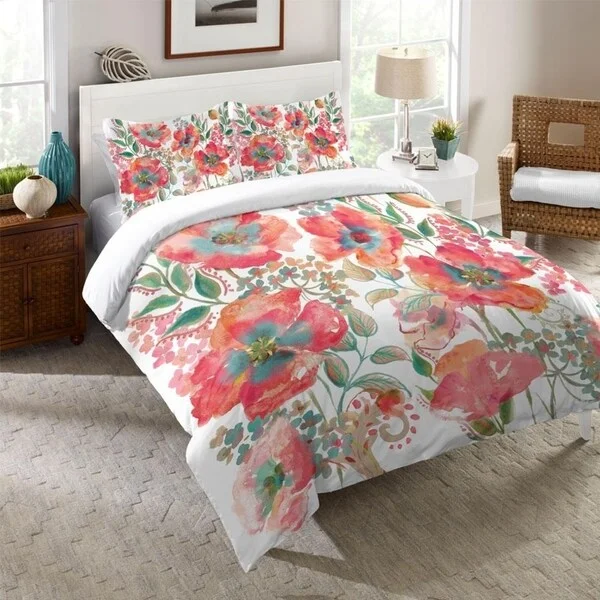 Duck down comforters with a softer feel and good warmth retentionLaural Home Boho Florals Comforter