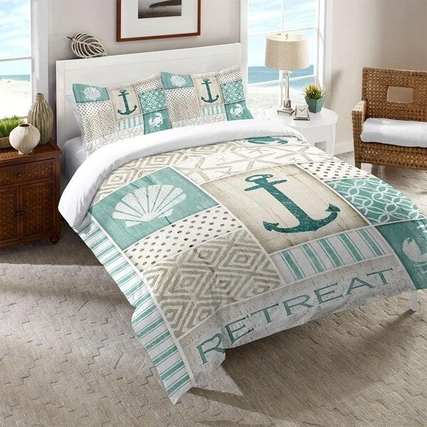 Duck down comforters with a softer feel and good warmth retentionLaural Home Coastal Patterns Comforter