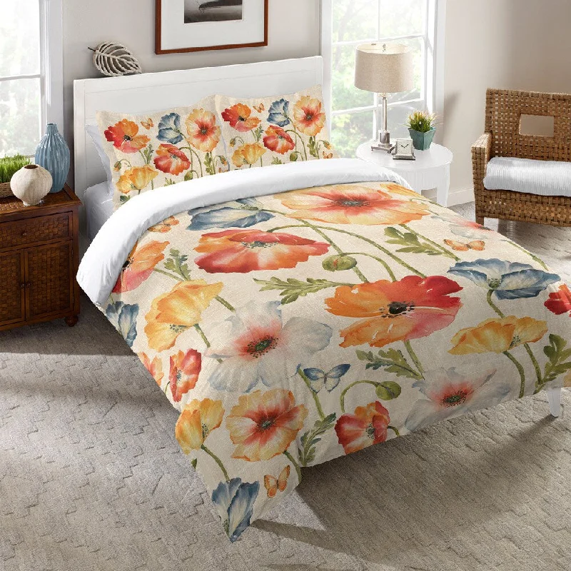 Bamboo - fiber - filled comforters with antibacterial and breathable qualitiesLaural Home Colorful Poppies Comforter - Multi