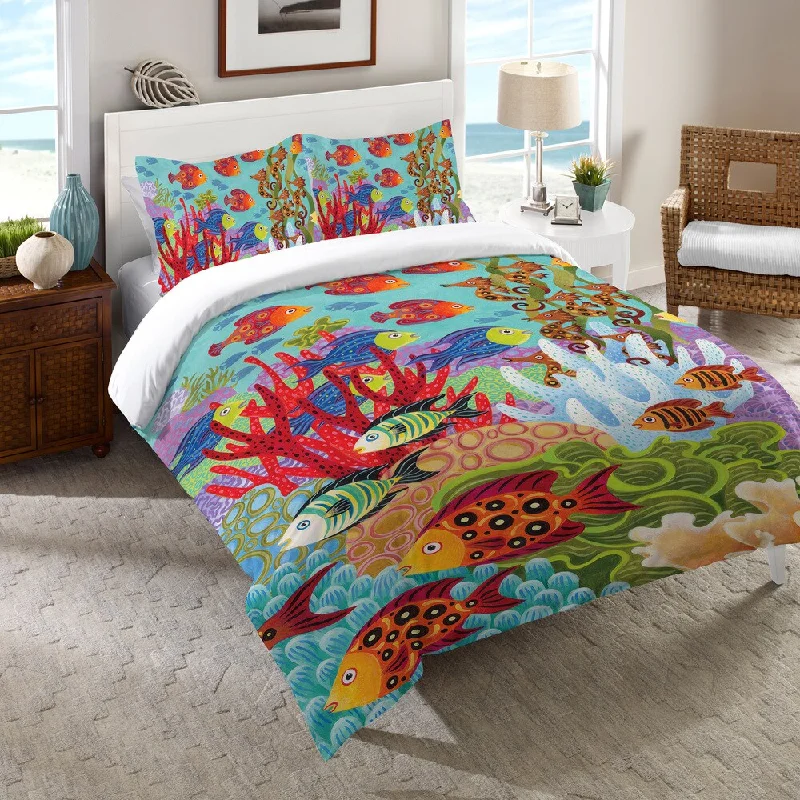 Down - filled comforters for supreme warmth and lightnessLaural Home Fish in the Hood Cotton Comforter