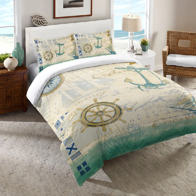 Cotton - filled comforters for a breathable and natural sleep experienceLaural Home Nautical Journey Comforter