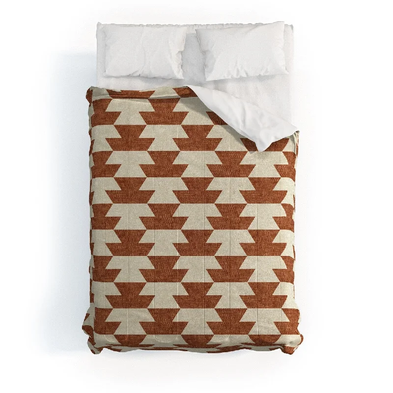 Down - filled comforters for supreme warmth and lightnessLittle Arrow Design Co Boho Geometric Aztec In Ginger Made To Order Full Comforter Set