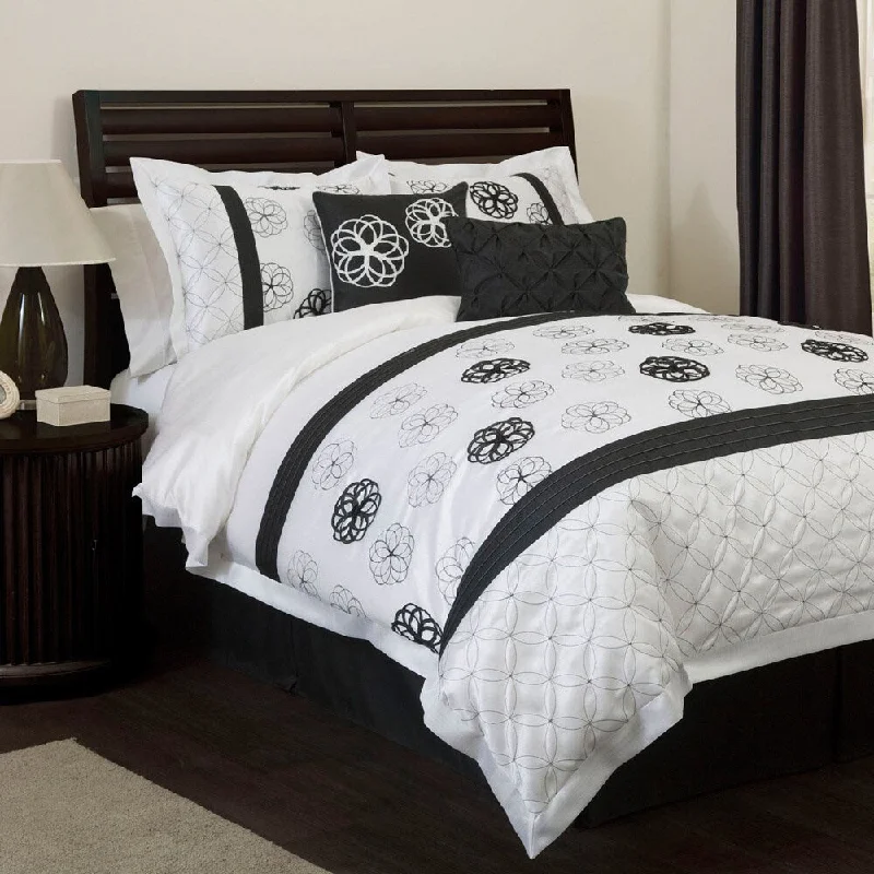 Bamboo - fiber - filled comforters with antibacterial and breathable qualitiesLush Decor Covina Black/White 6-piece Comforter Set