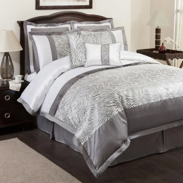 Wool - filled comforters with natural moisture - wicking and temperature - regulating featuresLush Decor Gray Urban Savanna 8-piece Comforter Set