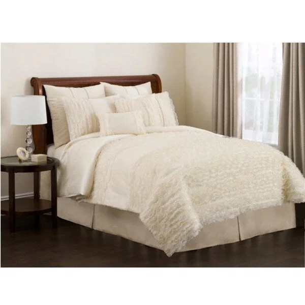 Full - size comforters suitable for full - sized beds in guest rooms or small bedroomsLush Decor Ivory Paloma 4-piece Comforter Set