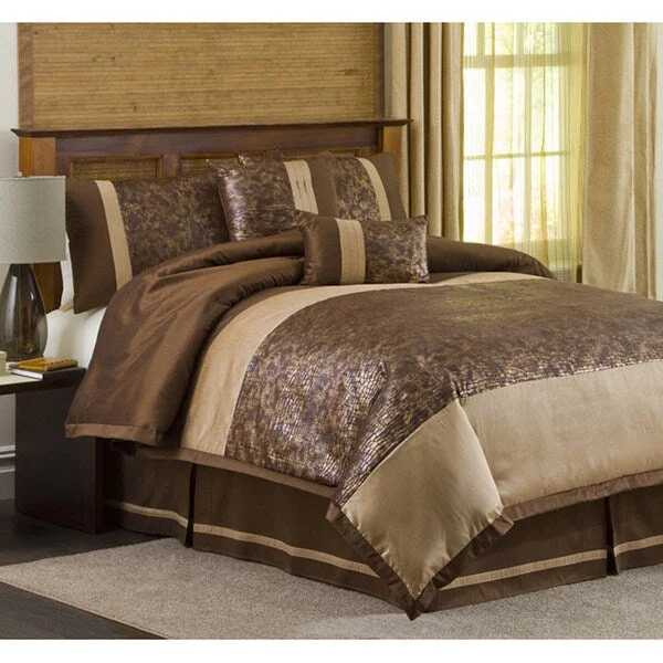 Latex - filled comforters with a bouncy texture and good supportLush Decor Metallic Animal Brown/ Gold 6-piece Full-size Comforter Set