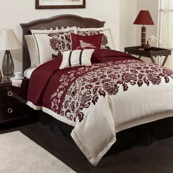 Silk - filled comforters for a luxurious and smooth touchLush Decor Red Estate Garden 6-piece Comforter Set