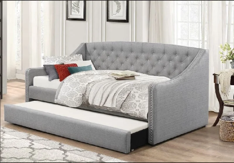 Gel - infused memory foam mattresses for cooler sleepNailhead Accents Pull-Out Single Trundle Bed