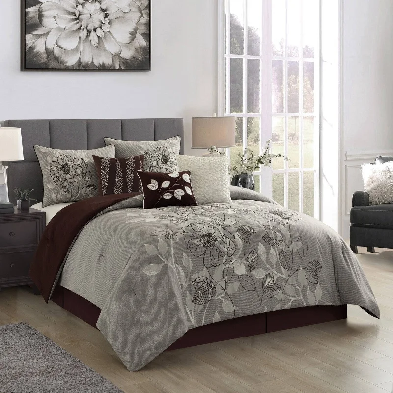 Goose down comforters known for their superior quality and insulationNanshing Anastasia 7 Piece Floral Embroidery Comforter Set