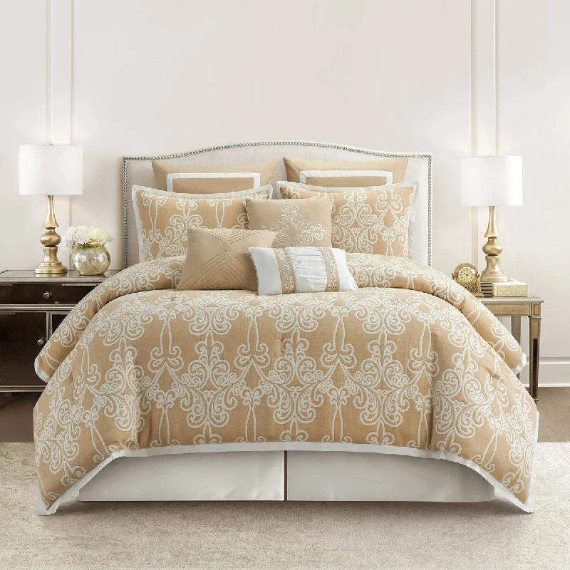 Wool - filled comforters with natural moisture - wicking and temperature - regulating featuresNanshing Dalina 9 Piece Transitional Scroll Comforter Set