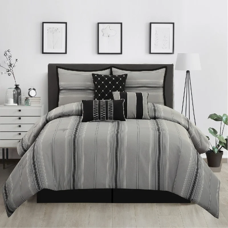 King - size comforters to fit large king - sized beds perfectlyNanshing Dana 7 Piece Striped Jacquard Comforter Set