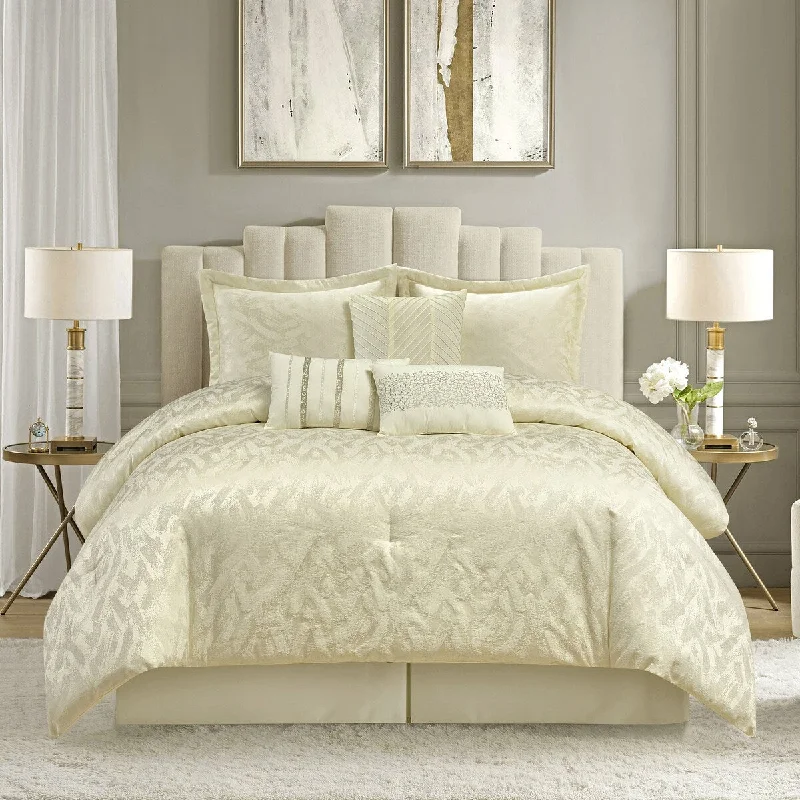 Down - filled comforters for supreme warmth and lightnessNanshing Eris 7 Piece Modern Glam Comforter Set