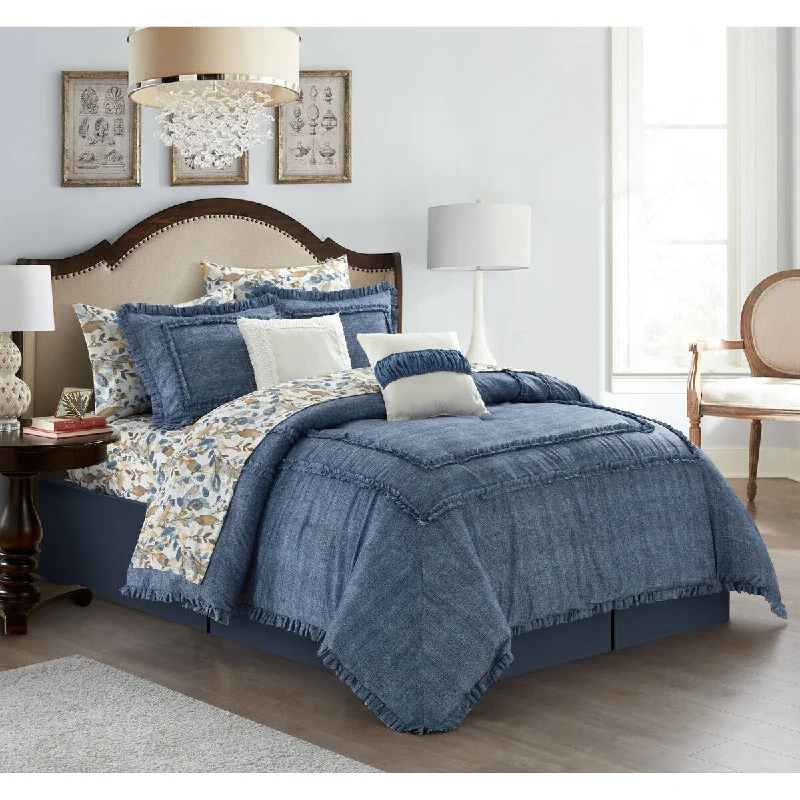 Latex - filled comforters with a bouncy texture and good supportNanshing Freida 10 Piece Denim Comforter Set