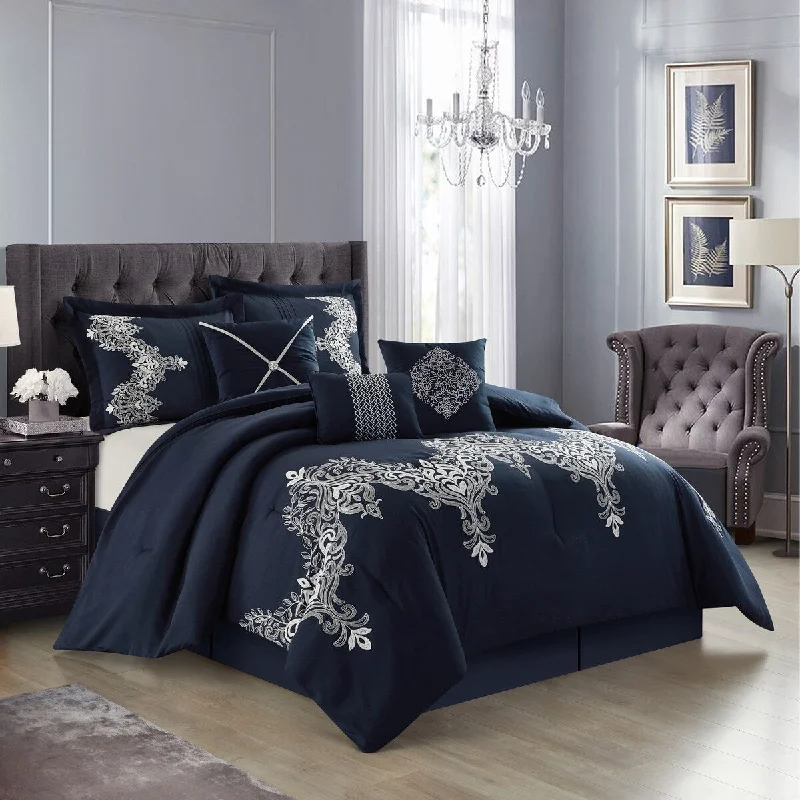 Cotton - filled comforters for a breathable and natural sleep experienceNanshing Lacy 7 Piece Damask Embroidery Comforter Set