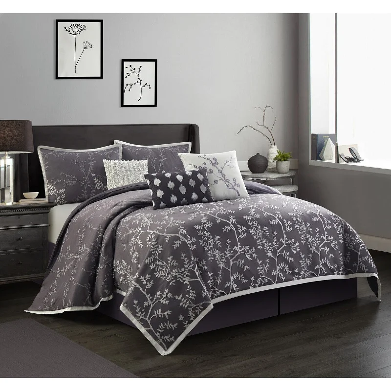 Duck down comforters with a softer feel and good warmth retentionNanshing Nuala 7-Piece Leaves Design Comforter Set