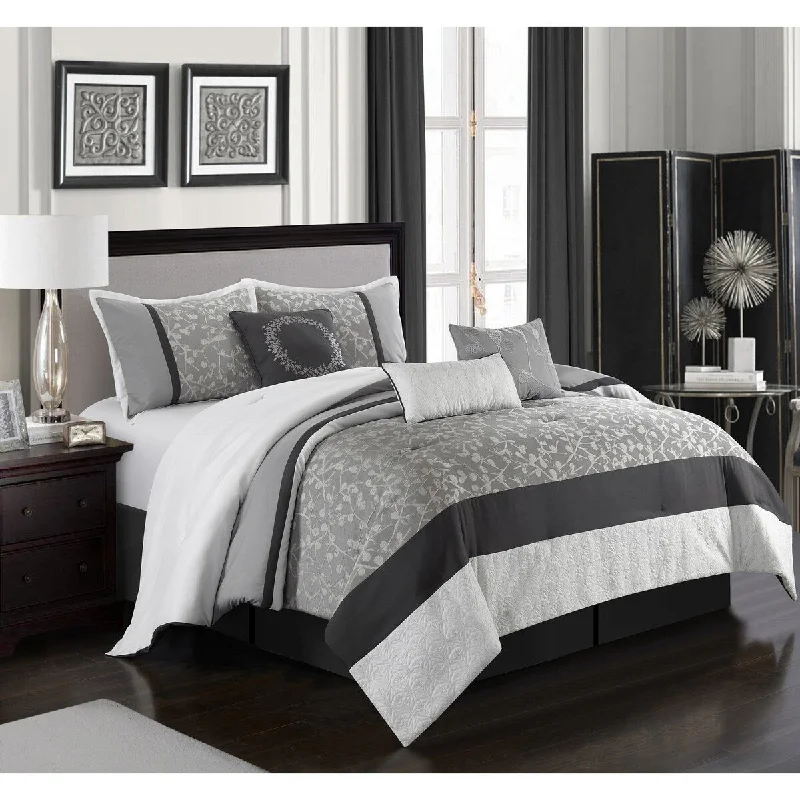 Latex - filled comforters with a bouncy texture and good supportNanshing Tatia 7 Piece Glam Silver Comforter Set