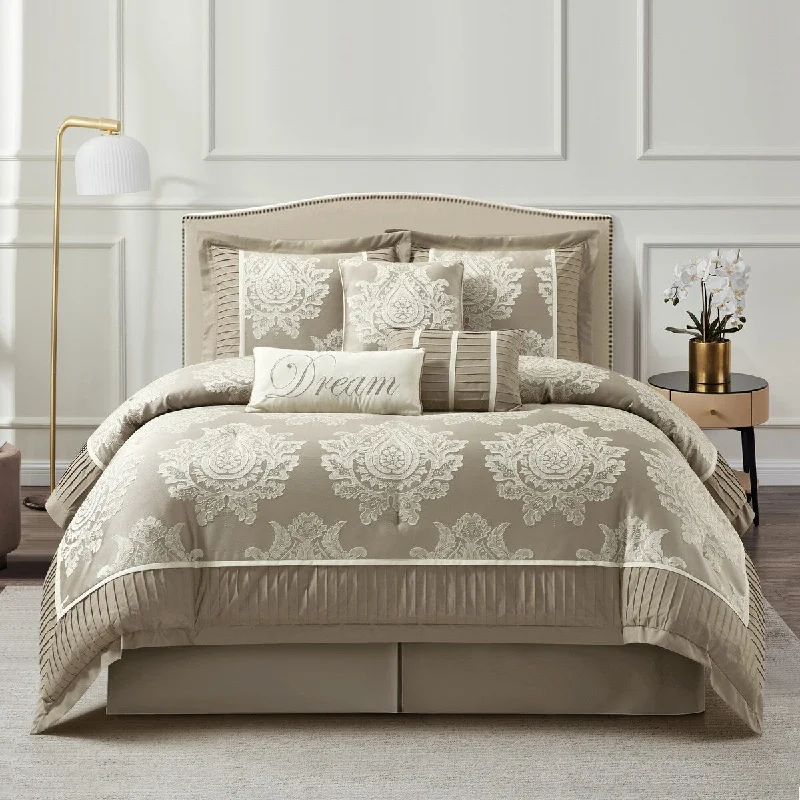 Down - filled comforters for supreme warmth and lightnessNanshing Tiana 7 Piece Traditional Damask Comforter Set