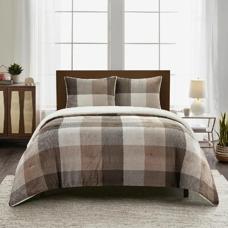 Goose down comforters known for their superior quality and insulationNanshing Wanda 3 Piece Sherpa Plaid Comforter Set