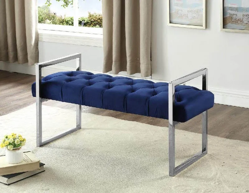 Bamboo - charcoal infused mattresses for odor absorptionNavy Blue Velvet Fabric Bench with Stainless Legs