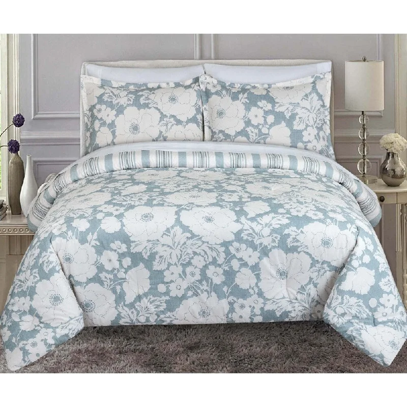 Bamboo - fiber - filled comforters with antibacterial and breathable qualitiesNouvelle Home Chambray Floral Cotton Reversible Comforter Set