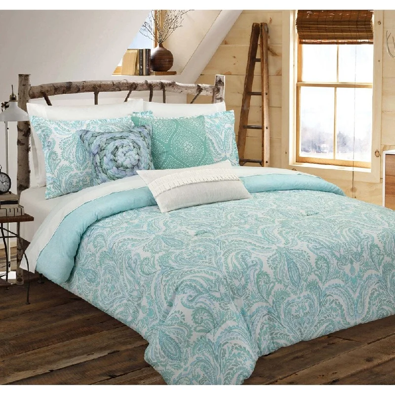 Bamboo - fiber - filled comforters with antibacterial and breathable qualitiesNouvelle Home Painterly Paisley White Cotton Reversible Comforter Set