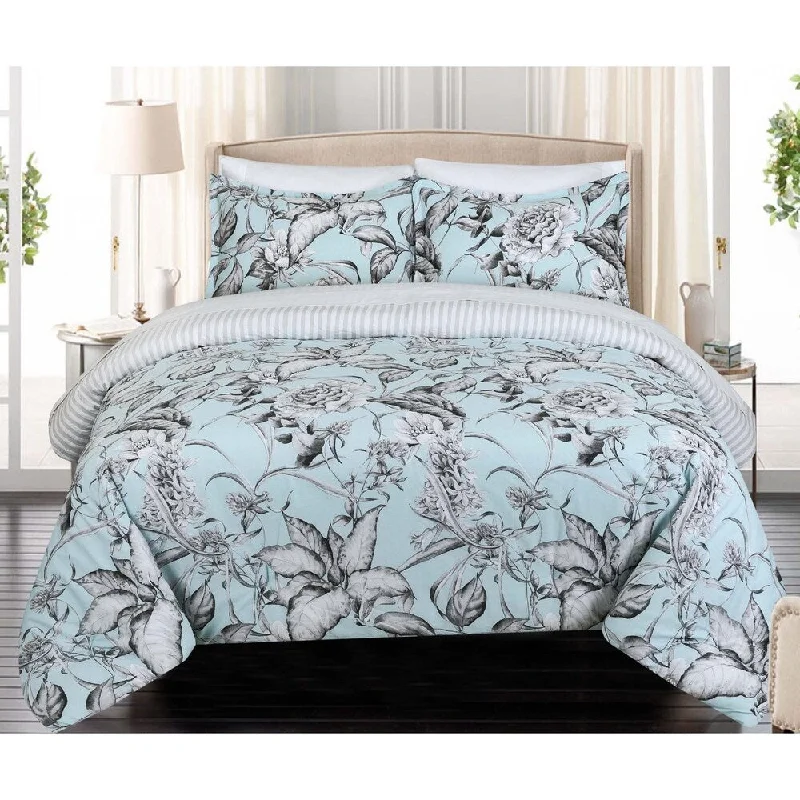 Microfiber - filled comforters that are lightweight and easy to care forNouvelle Home Sketch Floral Reversible Cotton Comforter Set