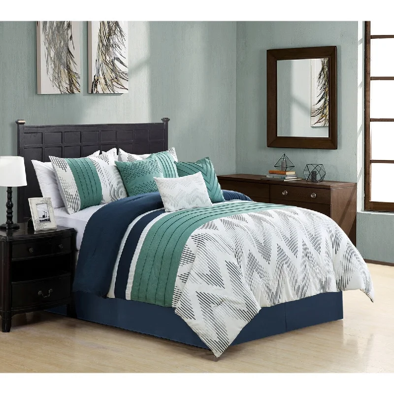 King - size comforters to fit large king - sized beds perfectlyPorch & Den Kaler Blue Microfiber 7-piece Comforter Set