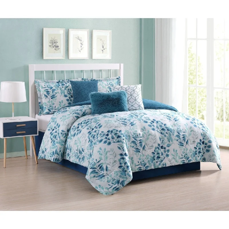 Silk - filled comforters for a luxurious and smooth touchPorch & Den Mel Floral 7-piece Comforter Set