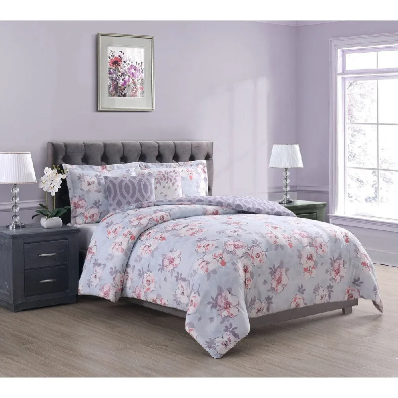 Latex - filled comforters with a bouncy texture and good supportPorch & Den Melnore Floral 5-piece Comforter Set