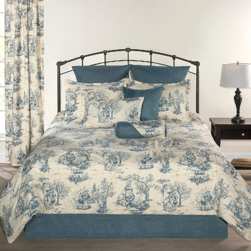 Silk - filled comforters for a luxurious and smooth touchProvence blue toile comforter set