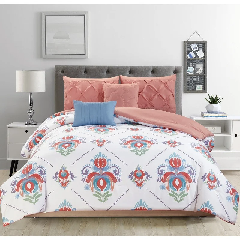 Duck down comforters with a softer feel and good warmth retentionRT Designers Collection Kendra 5-Piece Reversible Comforter Set