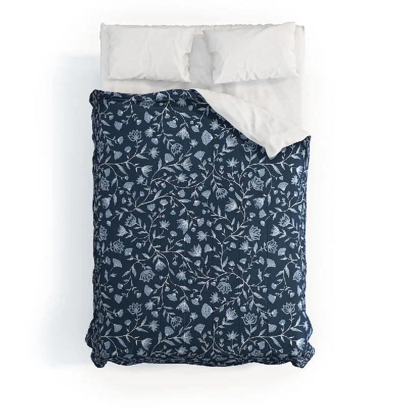 Latex - filled comforters with a bouncy texture and good supportSchatzi Brown Innessa Floral Indigo Made To Order Full Comforter Set