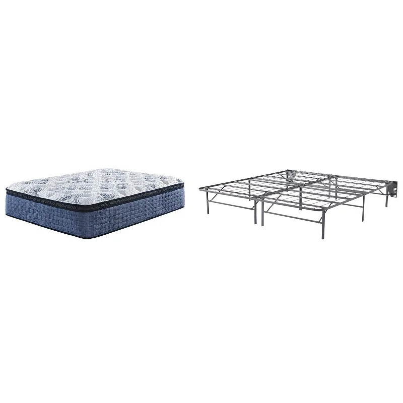 Hybrid mattresses combining foam and innerspring technologySignature Design by Ashley Mt Dana Euro Top White/Blue 2-Piece King Mattress Package