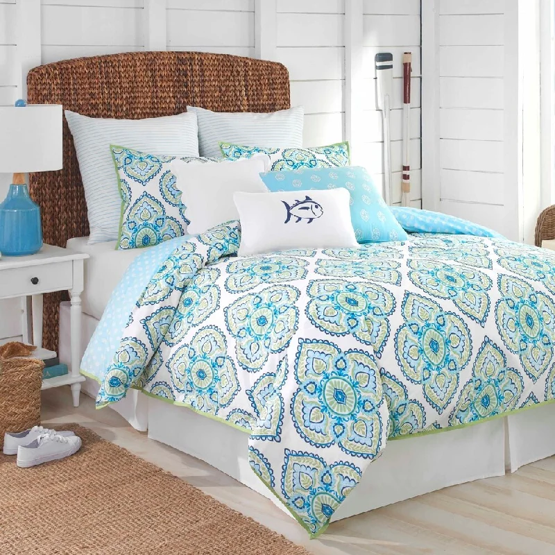 Microfiber - filled comforters that are lightweight and easy to care forSouthern Tide Summerville Blue Comforter Set