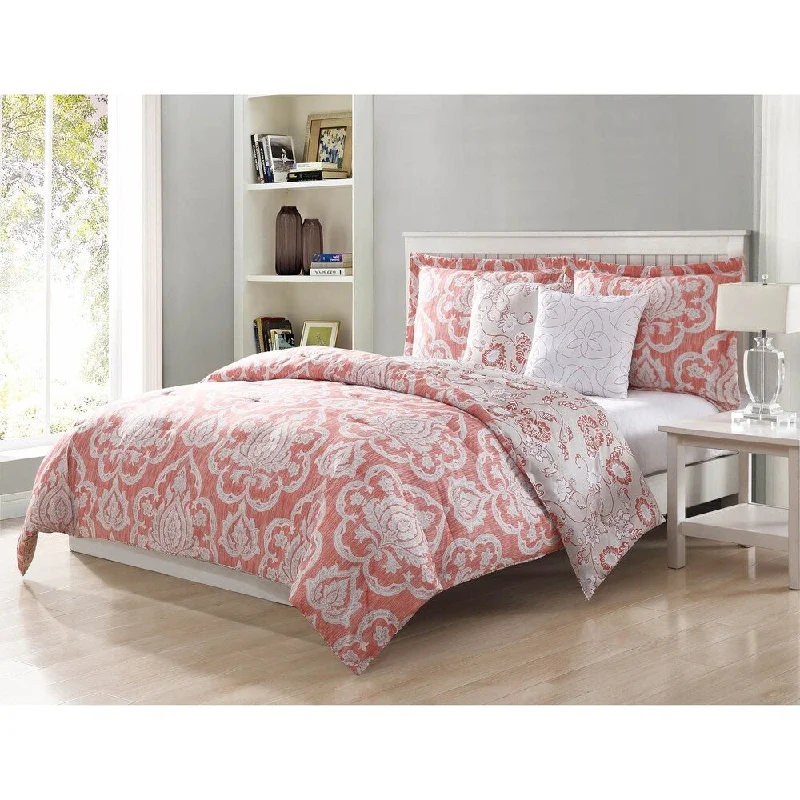 Duck down comforters with a softer feel and good warmth retentionStudio 17 Dorian Blush 5-Piece Reversible Comforter Set