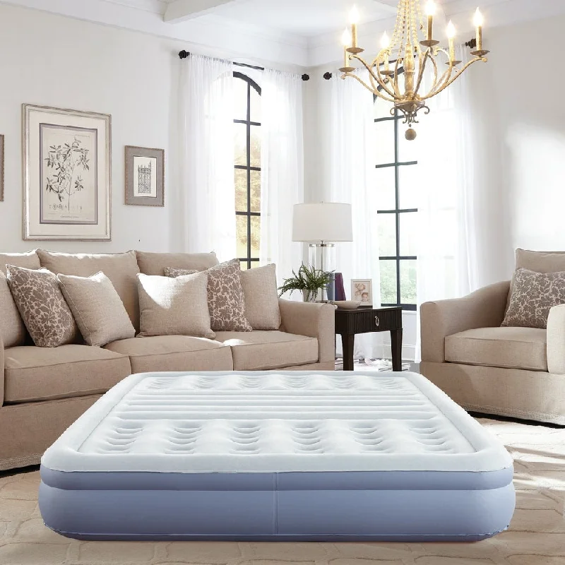 Queen - size mattresses for couples and standard bedroomsThomasville Lumbar Lift 12 in. Queen Size Air Mattress with External Pump - Inflatable Bed with Lumbar Support