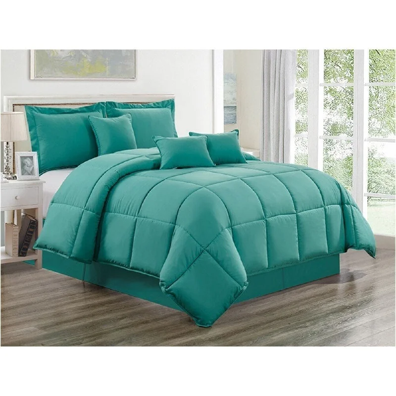 Queen - size comforters for standard queen - sized mattressesTurquoise 7 Piece Down Alternative Bedding Comforter Sheet Set