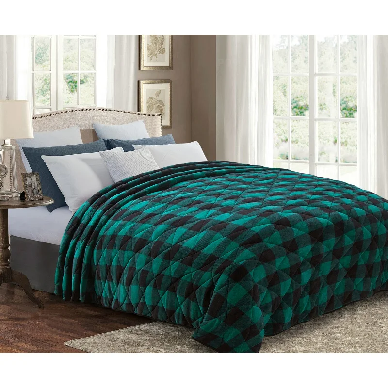 Cotton - filled comforters for a breathable and natural sleep experienceUltra Soft Premium Reversible Microfiber Sherpa Blanket Twin 70x92 Cozy Light Weight for ALL Seasons Green