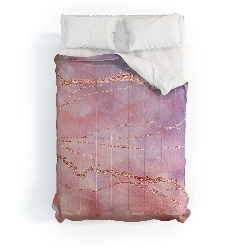 Latex - filled comforters with a bouncy texture and good supportUtart Blush And Purple Sky With Rose Made To Order Full Comforter