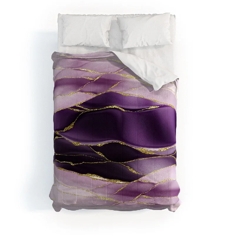 Full - size comforters suitable for full - sized beds in guest rooms or small bedroomsUtart Day And Night Purple Marble Landscape Made To Order Full Comforter Set