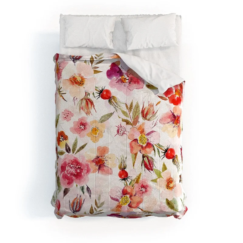 Latex - filled comforters with a bouncy texture and good supportUtart Hygge Watercolor Midsummer Dogroses Pattern Made To Order Full Comforter