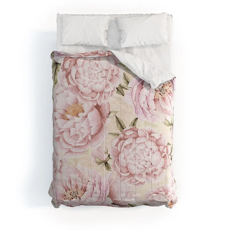 King - size comforters to fit large king - sized beds perfectlyUtart Pastel Blush Pink Spring Watercolor Peony Flowers Pattern Made To Order Full Comforter Set