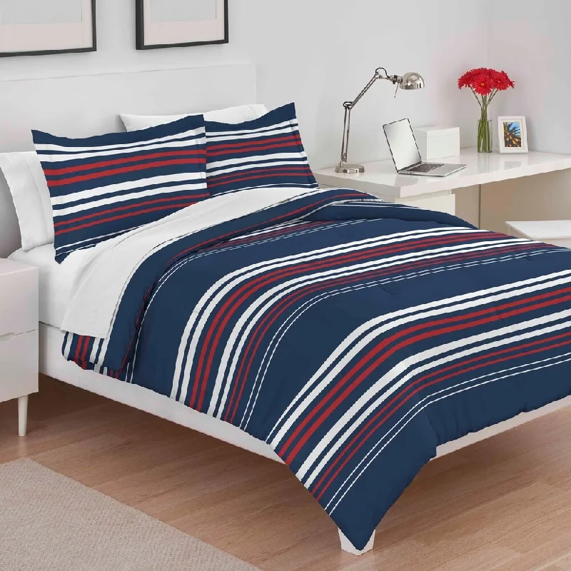 Latex - filled comforters with a bouncy texture and good supportUtica Americana Stripe Red/White/Blue Comforter Set